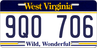 WV license plate 9QO706