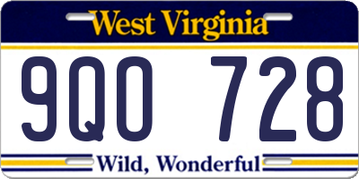 WV license plate 9QO728