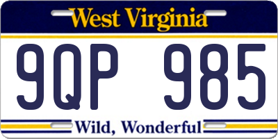 WV license plate 9QP985