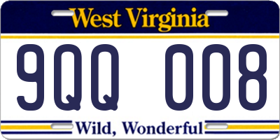 WV license plate 9QQ008