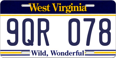 WV license plate 9QR078