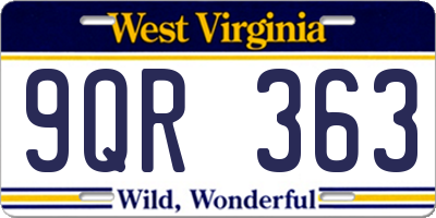 WV license plate 9QR363