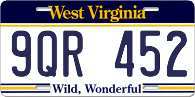 WV license plate 9QR452