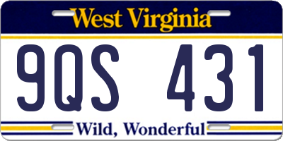 WV license plate 9QS431