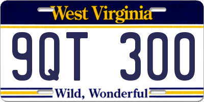 WV license plate 9QT300