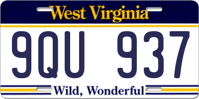 WV license plate 9QU937
