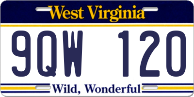 WV license plate 9QW120