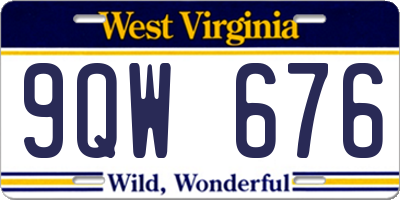 WV license plate 9QW676