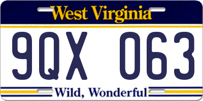 WV license plate 9QX063