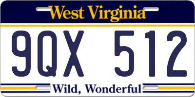 WV license plate 9QX512