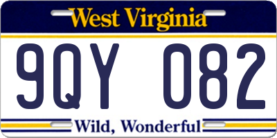WV license plate 9QY082