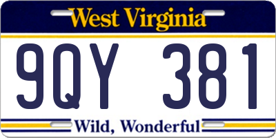 WV license plate 9QY381