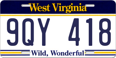 WV license plate 9QY418