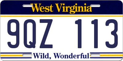 WV license plate 9QZ113