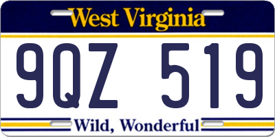 WV license plate 9QZ519