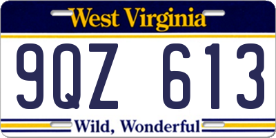 WV license plate 9QZ613