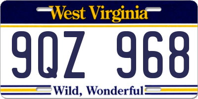 WV license plate 9QZ968