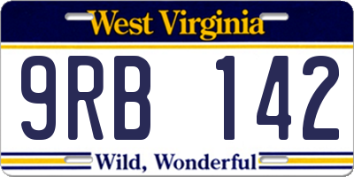WV license plate 9RB142