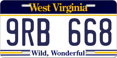 WV license plate 9RB668