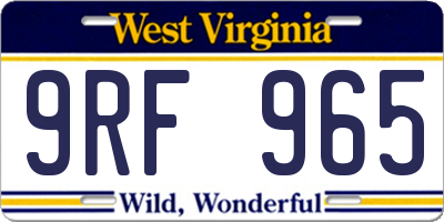 WV license plate 9RF965