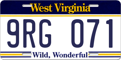 WV license plate 9RG071