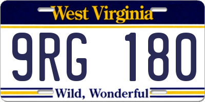 WV license plate 9RG180