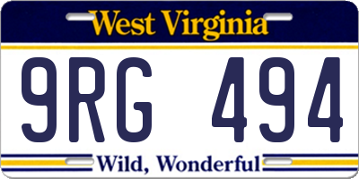 WV license plate 9RG494