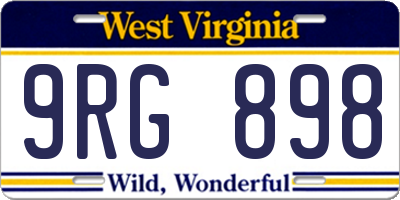 WV license plate 9RG898