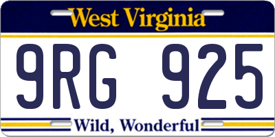 WV license plate 9RG925