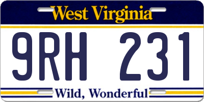 WV license plate 9RH231