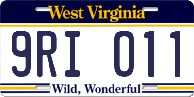 WV license plate 9RI011