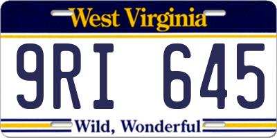 WV license plate 9RI645