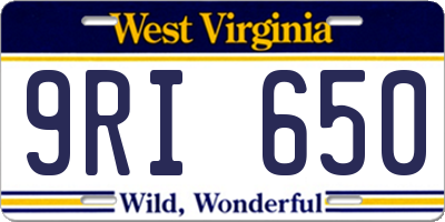 WV license plate 9RI650