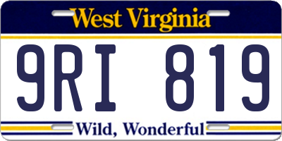 WV license plate 9RI819
