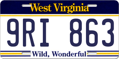 WV license plate 9RI863