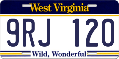 WV license plate 9RJ120