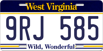 WV license plate 9RJ585