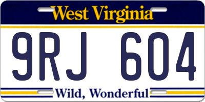 WV license plate 9RJ604