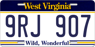 WV license plate 9RJ907