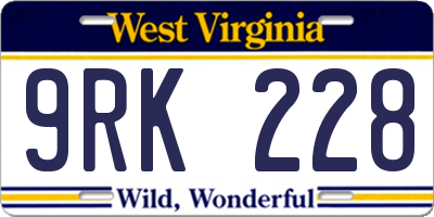 WV license plate 9RK228