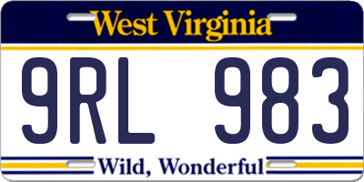 WV license plate 9RL983
