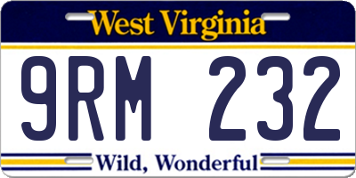 WV license plate 9RM232