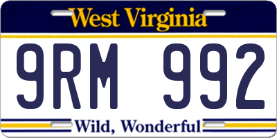 WV license plate 9RM992
