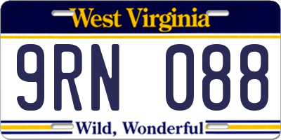 WV license plate 9RN088
