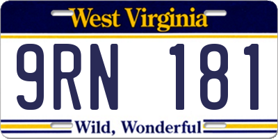 WV license plate 9RN181