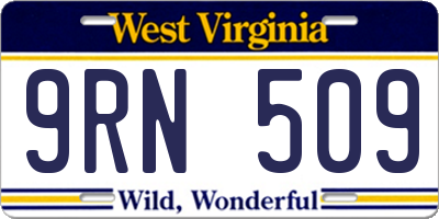 WV license plate 9RN509