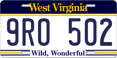 WV license plate 9RO502