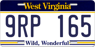 WV license plate 9RP165