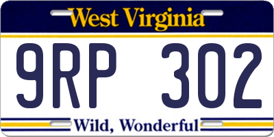 WV license plate 9RP302