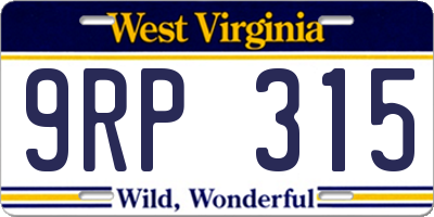 WV license plate 9RP315
